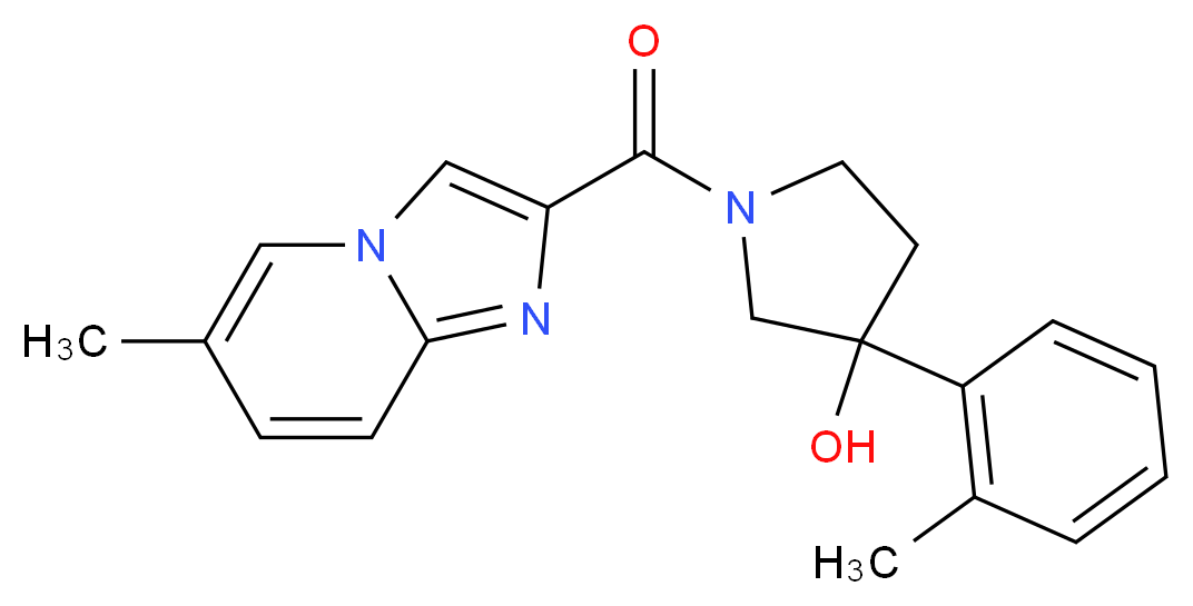 1-[(6-methylimidazo[1,2-a]pyridin-2-yl)carbonyl]-3-(2-methylphenyl)-3-pyrrolidinol_Molecular_structure_CAS_)