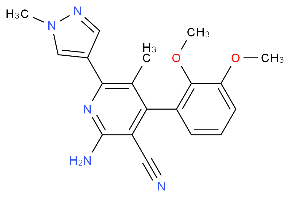 2-amino-4-(2,3-dimethoxyphenyl)-5-methyl-6-(1-methyl-1H-pyrazol-4-yl)nicotinonitrile_Molecular_structure_CAS_)