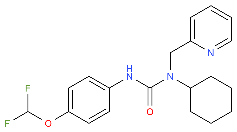 N-cyclohexyl-N'-[4-(difluoromethoxy)phenyl]-N-(pyridin-2-ylmethyl)urea_Molecular_structure_CAS_)