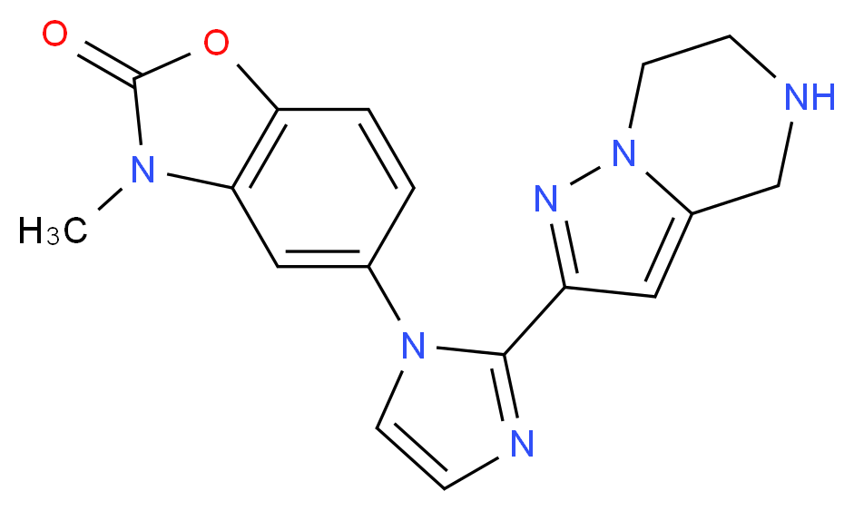 3-methyl-5-[2-(4,5,6,7-tetrahydropyrazolo[1,5-a]pyrazin-2-yl)-1H-imidazol-1-yl]-1,3-benzoxazol-2(3H)-one_Molecular_structure_CAS_)