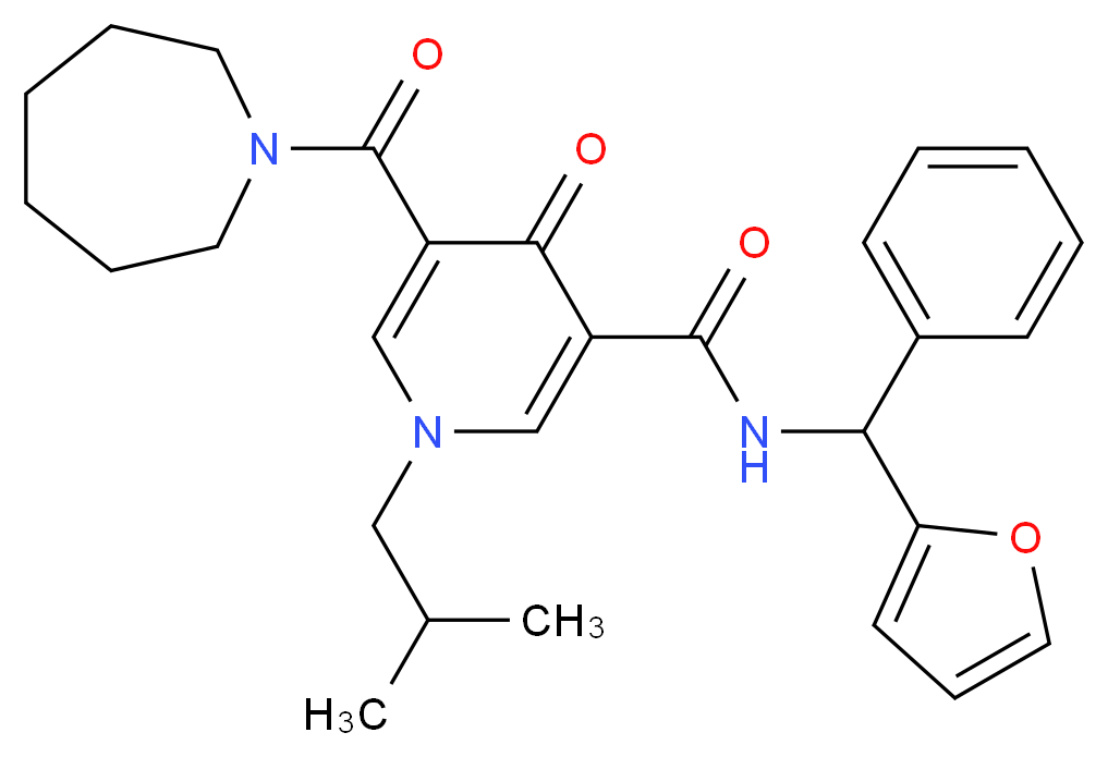5-(1-azepanylcarbonyl)-N-[2-furyl(phenyl)methyl]-1-isobutyl-4-oxo-1,4-dihydro-3-pyridinecarboxamide_Molecular_structure_CAS_)