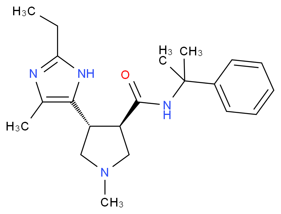 (3R*,4R*)-4-(2-ethyl-4-methyl-1H-imidazol-5-yl)-1-methyl-N-(1-methyl-1-phenylethyl)pyrrolidine-3-carboxamide_Molecular_structure_CAS_)