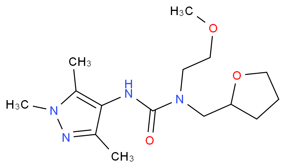 N-(2-methoxyethyl)-N-(tetrahydrofuran-2-ylmethyl)-N'-(1,3,5-trimethyl-1H-pyrazol-4-yl)urea_Molecular_structure_CAS_)