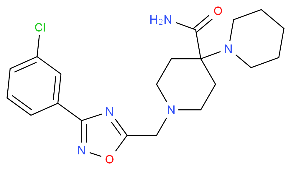 1'-{[3-(3-chlorophenyl)-1,2,4-oxadiazol-5-yl]methyl}-1,4'-bipiperidine-4'-carboxamide_Molecular_structure_CAS_)