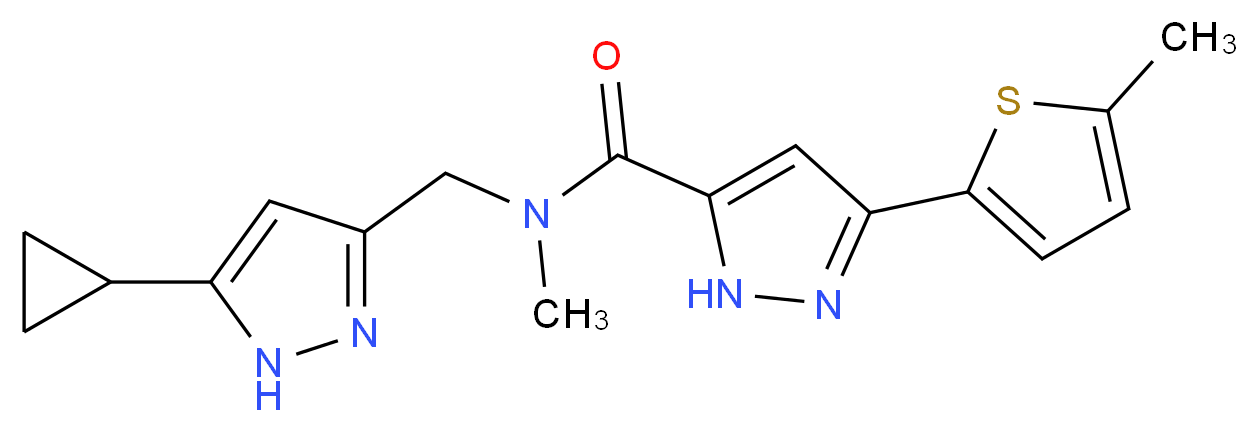 N-[(5-cyclopropyl-1H-pyrazol-3-yl)methyl]-N-methyl-3-(5-methyl-2-thienyl)-1H-pyrazole-5-carboxamide_Molecular_structure_CAS_)