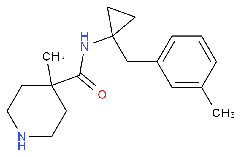 4-methyl-N-[1-(3-methylbenzyl)cyclopropyl]piperidine-4-carboxamide_Molecular_structure_CAS_)