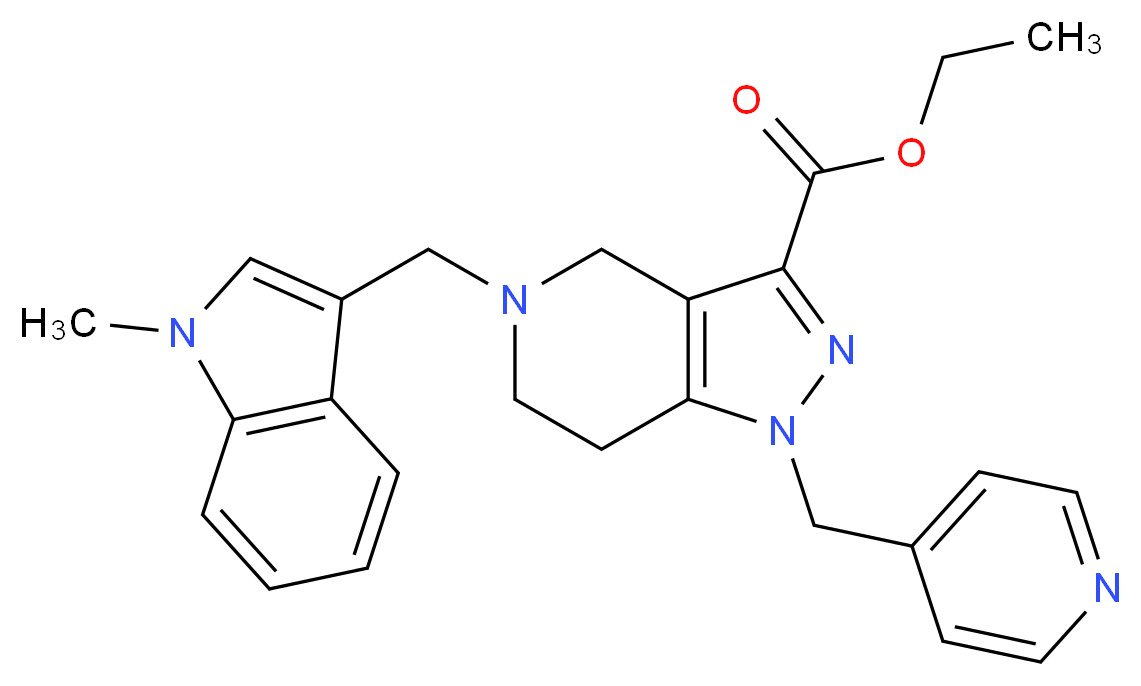 ethyl 5-[(1-methyl-1H-indol-3-yl)methyl]-1-(4-pyridinylmethyl)-4,5,6,7-tetrahydro-1H-pyrazolo[4,3-c]pyridine-3-carboxylate_Molecular_structure_CAS_)