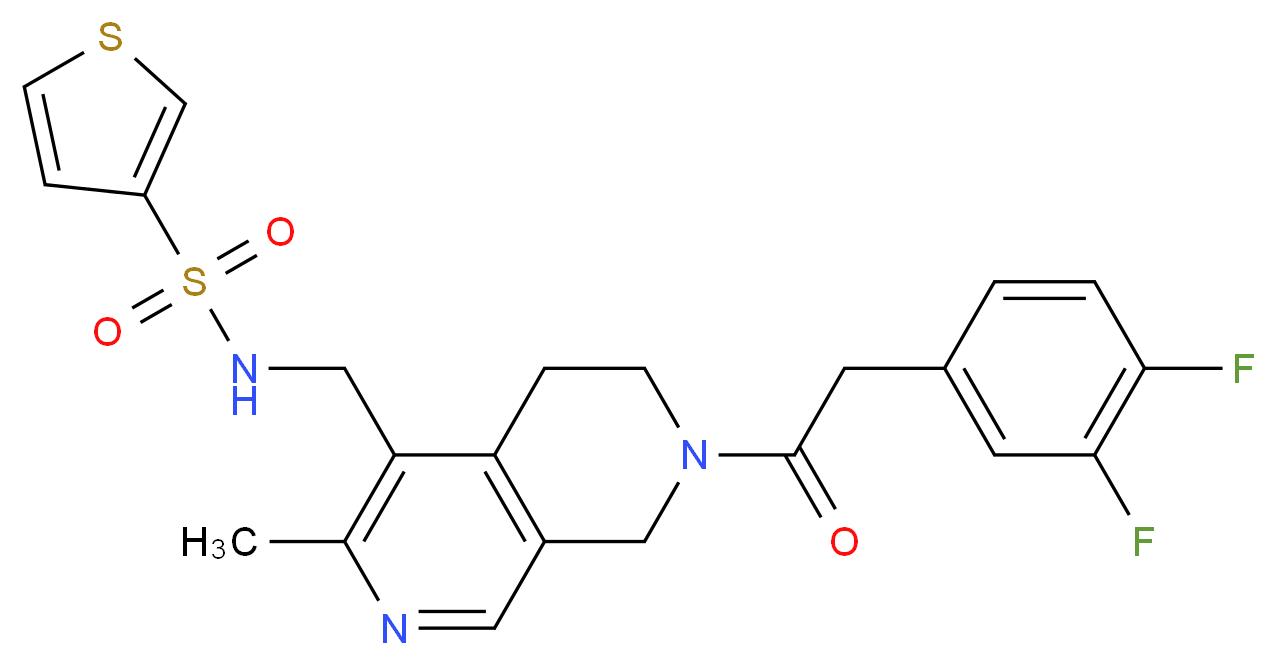 N-({7-[(3,4-difluorophenyl)acetyl]-3-methyl-5,6,7,8-tetrahydro-2,7-naphthyridin-4-yl}methyl)-3-thiophenesulfonamide_Molecular_structure_CAS_)