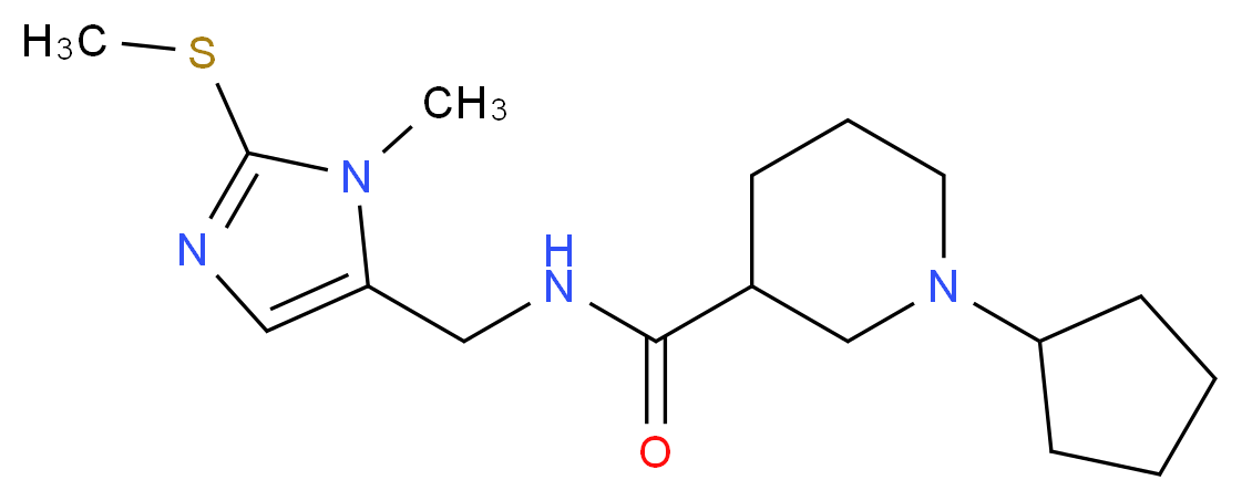 1-cyclopentyl-N-{[1-methyl-2-(methylthio)-1H-imidazol-5-yl]methyl}-3-piperidinecarboxamide_Molecular_structure_CAS_)