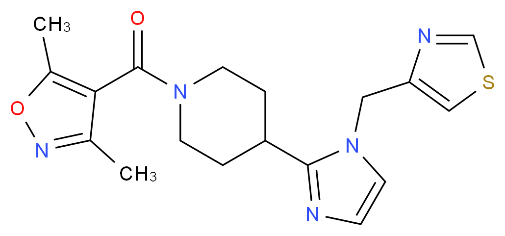 1-[(3,5-dimethylisoxazol-4-yl)carbonyl]-4-[1-(1,3-thiazol-4-ylmethyl)-1H-imidazol-2-yl]piperidine_Molecular_structure_CAS_)