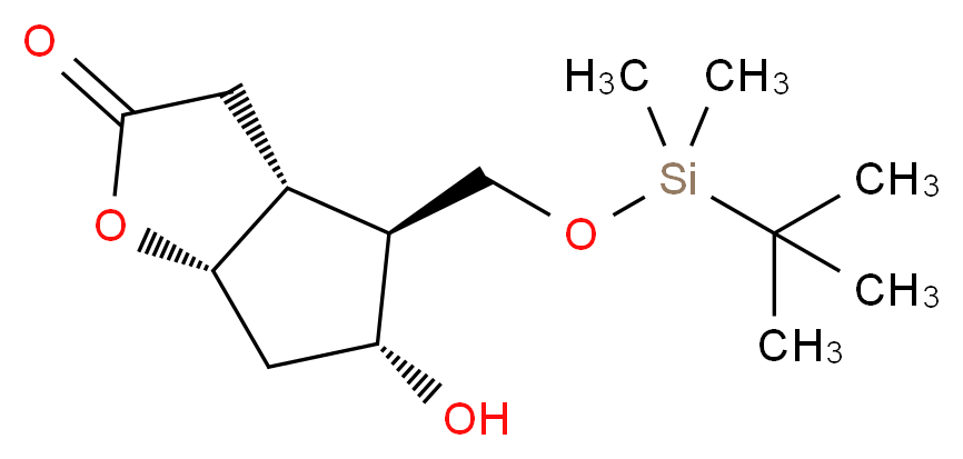 (3aR,4S,5R,6aS)-4-(tert-Butyldimethylsilyloxy)methyl-5-hydroxy-hexahydro-2H-cyclopenta[b]furan-2-one_Molecular_structure_CAS_65025-94-7)