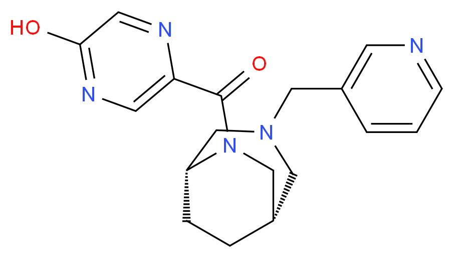 5-{[(1S*,5R*)-3-(pyridin-3-ylmethyl)-3,6-diazabicyclo[3.2.2]non-6-yl]carbonyl}pyrazin-2-ol_Molecular_structure_CAS_)