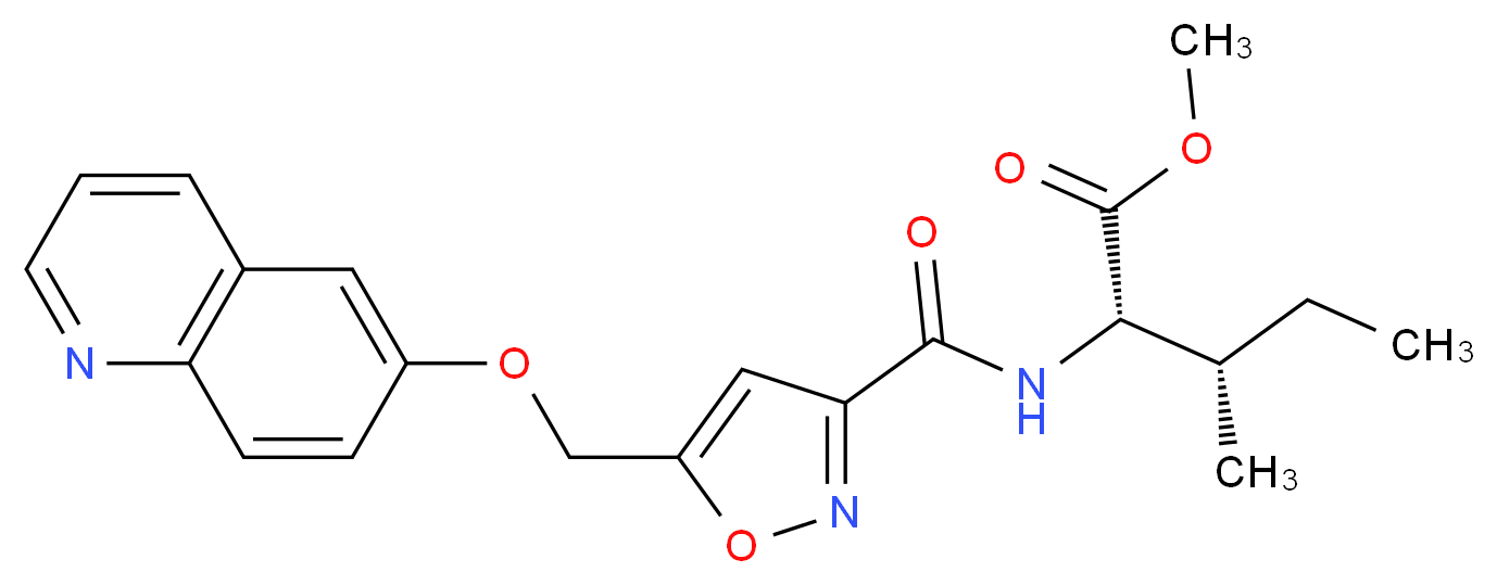 methyl N-({5-[(6-quinolinyloxy)methyl]-3-isoxazolyl}carbonyl)-L-isoleucinate_Molecular_structure_CAS_)