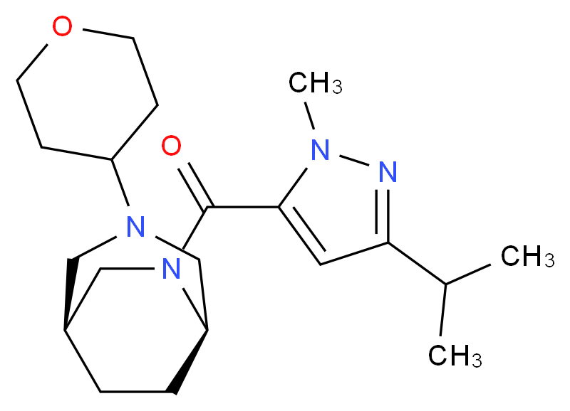 (1S*,5R*)-6-[(3-isopropyl-1-methyl-1H-pyrazol-5-yl)carbonyl]-3-(tetrahydro-2H-pyran-4-yl)-3,6-diazabicyclo[3.2.2]nonane_Molecular_structure_CAS_)