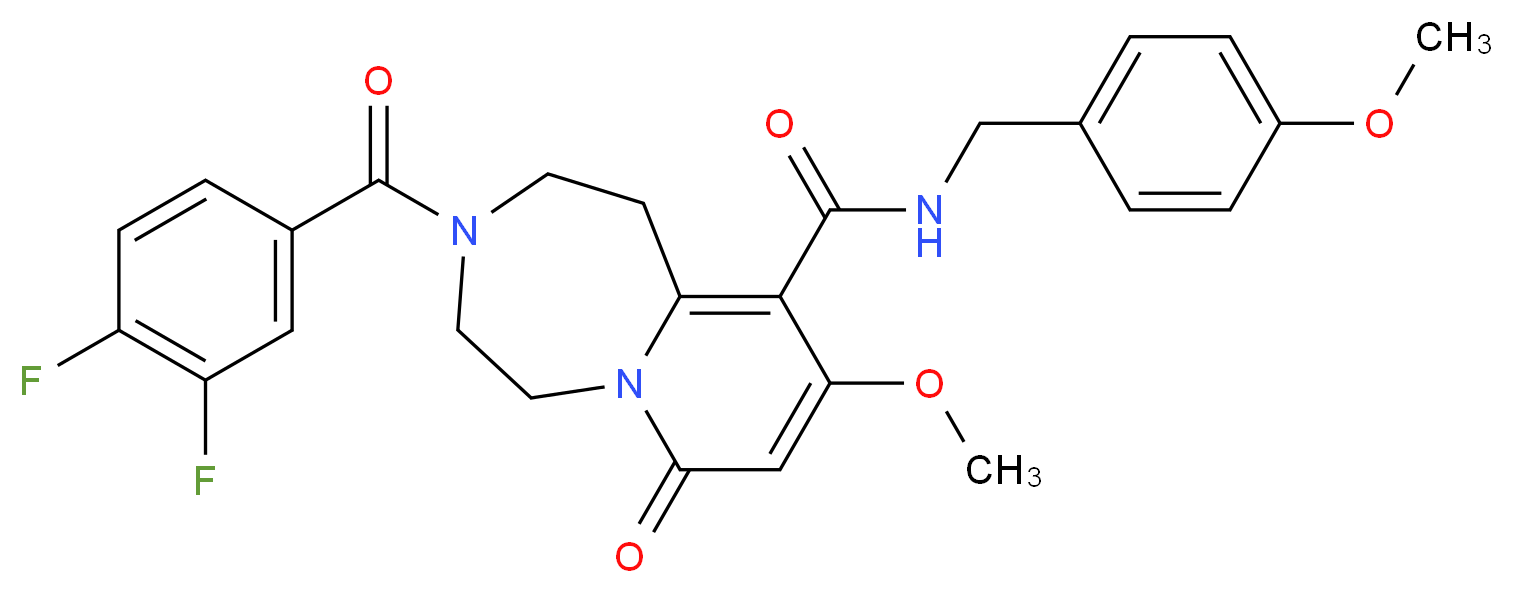 3-(3,4-difluorobenzoyl)-9-methoxy-N-(4-methoxybenzyl)-7-oxo-1,2,3,4,5,7-hexahydropyrido[1,2-d][1,4]diazepine-10-carboxamide_Molecular_structure_CAS_)