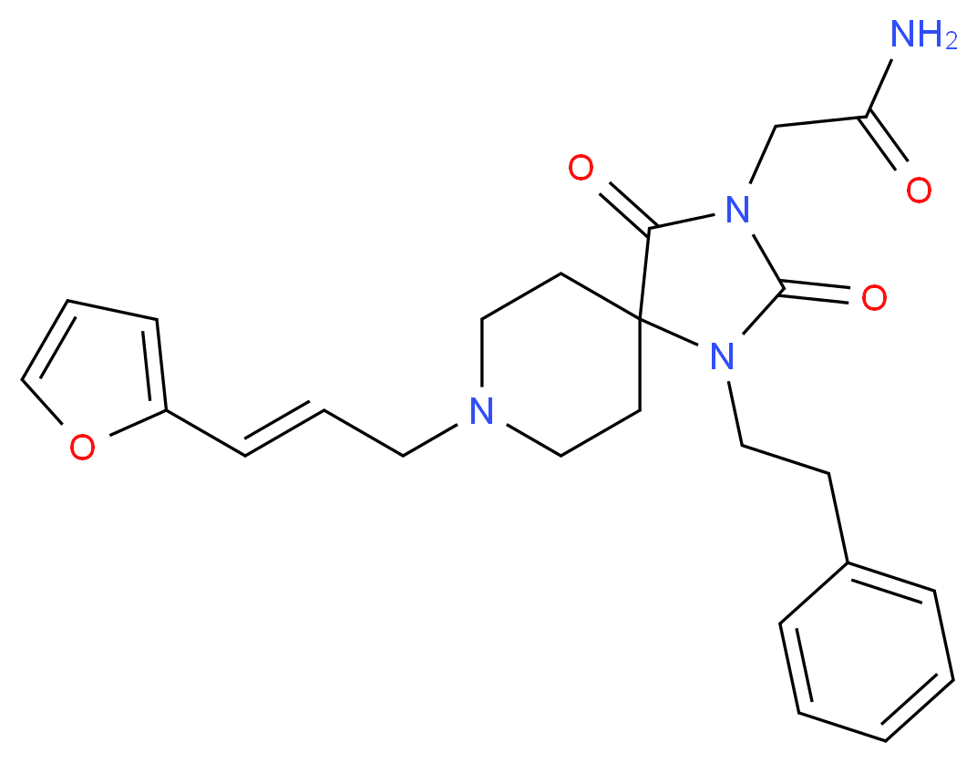 2-[8-[(2E)-3-(2-furyl)-2-propen-1-yl]-2,4-dioxo-1-(2-phenylethyl)-1,3,8-triazaspiro[4.5]dec-3-yl]acetamide_Molecular_structure_CAS_)
