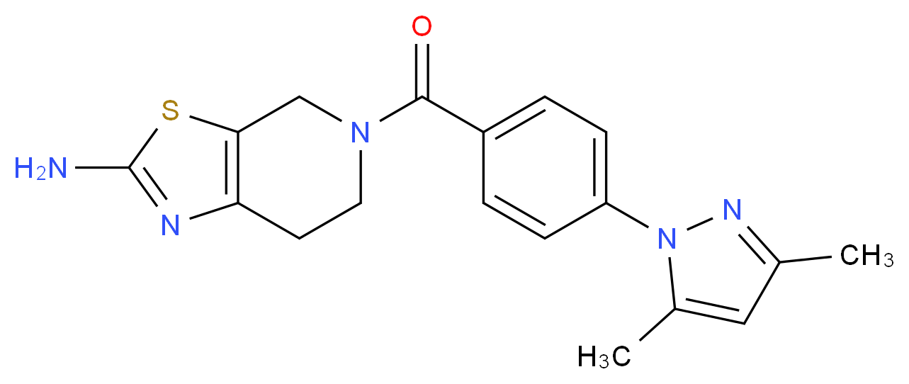 5-[4-(3,5-dimethyl-1H-pyrazol-1-yl)benzoyl]-4,5,6,7-tetrahydro[1,3]thiazolo[5,4-c]pyridin-2-amine_Molecular_structure_CAS_)