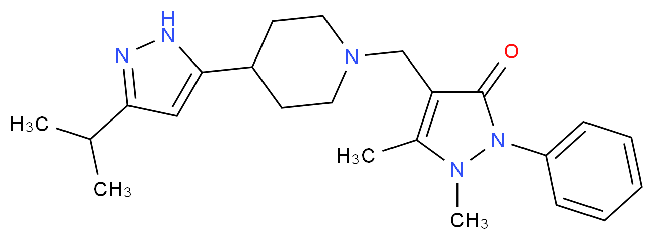 4-{[4-(3-isopropyl-1H-pyrazol-5-yl)piperidin-1-yl]methyl}-1,5-dimethyl-2-phenyl-1,2-dihydro-3H-pyrazol-3-one_Molecular_structure_CAS_)