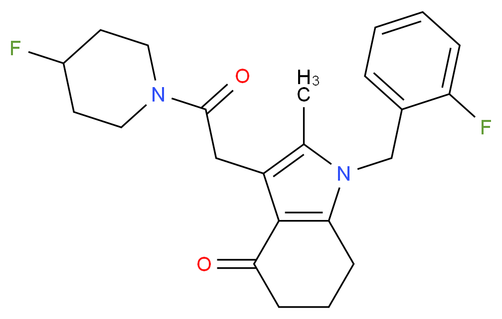 1-(2-fluorobenzyl)-3-[2-(4-fluoropiperidin-1-yl)-2-oxoethyl]-2-methyl-1,5,6,7-tetrahydro-4H-indol-4-one_Molecular_structure_CAS_)