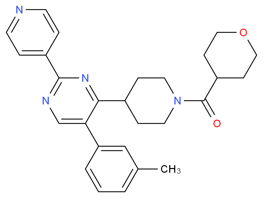 5-(3-methylphenyl)-2-(4-pyridinyl)-4-[1-(tetrahydro-2H-pyran-4-ylcarbonyl)-4-piperidinyl]pyrimidine_Molecular_structure_CAS_)