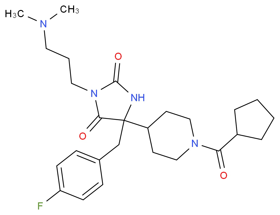 5-[1-(cyclopentylcarbonyl)-4-piperidinyl]-3-[3-(dimethylamino)propyl]-5-(4-fluorobenzyl)-2,4-imidazolidinedione_Molecular_structure_CAS_)