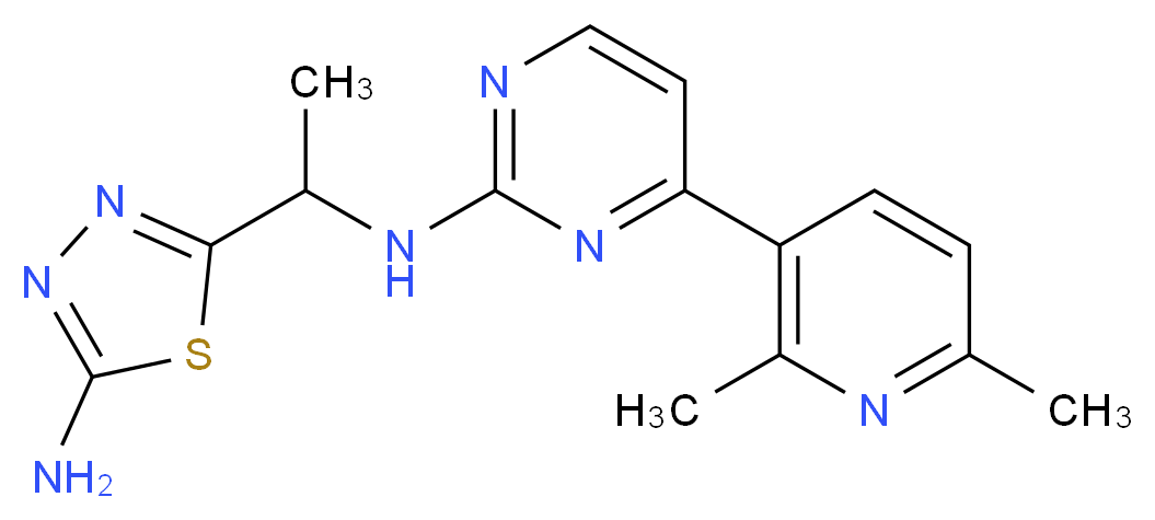 N-[1-(5-amino-1,3,4-thiadiazol-2-yl)ethyl]-4-(2,6-dimethylpyridin-3-yl)pyrimidin-2-amine_Molecular_structure_CAS_)