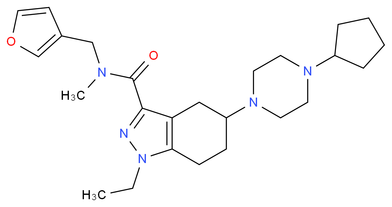 5-(4-cyclopentyl-1-piperazinyl)-1-ethyl-N-(3-furylmethyl)-N-methyl-4,5,6,7-tetrahydro-1H-indazole-3-carboxamide_Molecular_structure_CAS_)