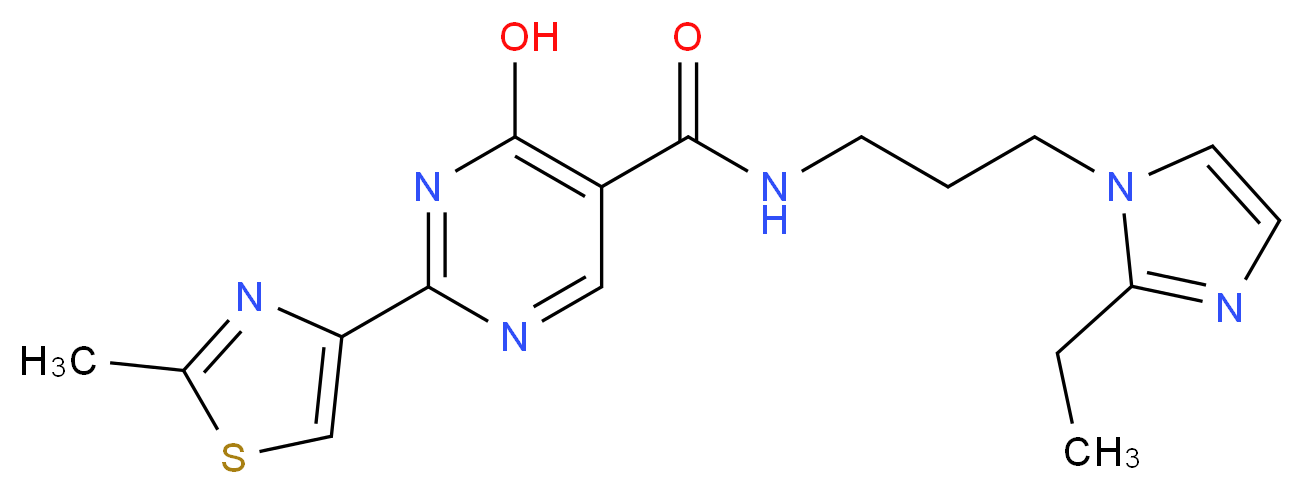 N-[3-(2-ethyl-1H-imidazol-1-yl)propyl]-4-hydroxy-2-(2-methyl-1,3-thiazol-4-yl)pyrimidine-5-carboxamide_Molecular_structure_CAS_)