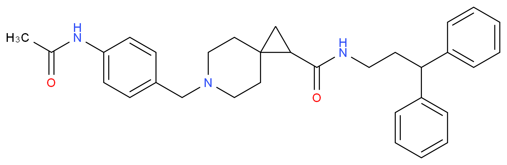 6-[4-(acetylamino)benzyl]-N-(3,3-diphenylpropyl)-6-azaspiro[2.5]octane-1-carboxamide_Molecular_structure_CAS_)