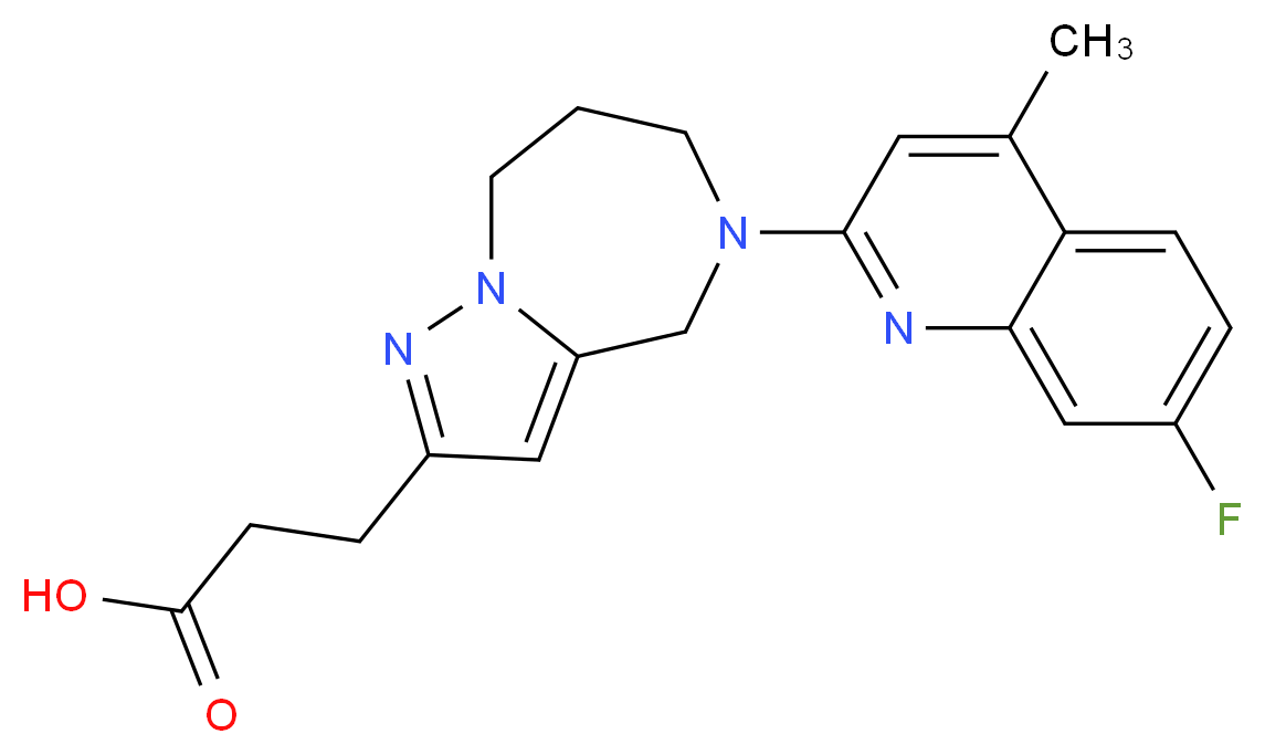 3-[5-(7-fluoro-4-methyl-2-quinolinyl)-5,6,7,8-tetrahydro-4H-pyrazolo[1,5-a][1,4]diazepin-2-yl]propanoic acid_Molecular_structure_CAS_)