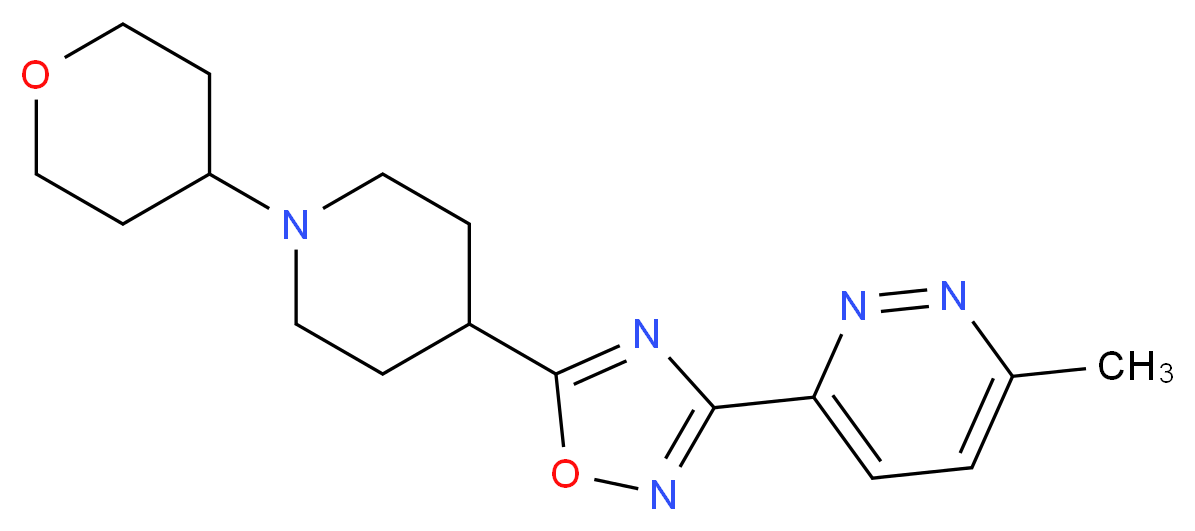 3-methyl-6-{5-[1-(tetrahydro-2H-pyran-4-yl)-4-piperidinyl]-1,2,4-oxadiazol-3-yl}pyridazine_Molecular_structure_CAS_)