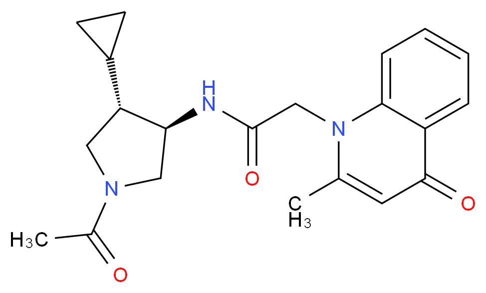 N-[(3R*,4S*)-1-acetyl-4-cyclopropylpyrrolidin-3-yl]-2-(2-methyl-4-oxoquinolin-1(4H)-yl)acetamide_Molecular_structure_CAS_)