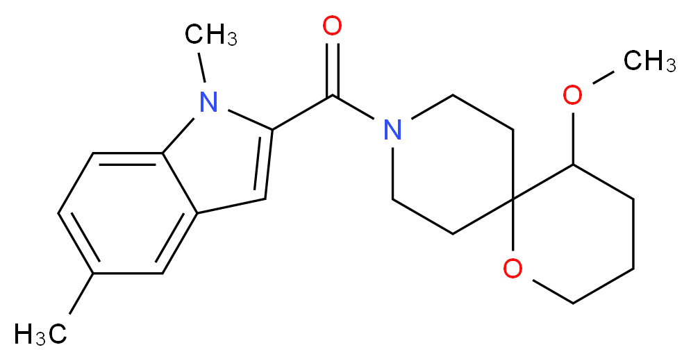 9-[(1,5-dimethyl-1H-indol-2-yl)carbonyl]-5-methoxy-1-oxa-9-azaspiro[5.5]undecane_Molecular_structure_CAS_)