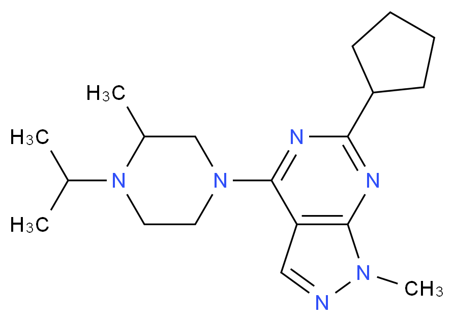 6-cyclopentyl-4-(4-isopropyl-3-methyl-1-piperazinyl)-1-methyl-1H-pyrazolo[3,4-d]pyrimidine_Molecular_structure_CAS_)