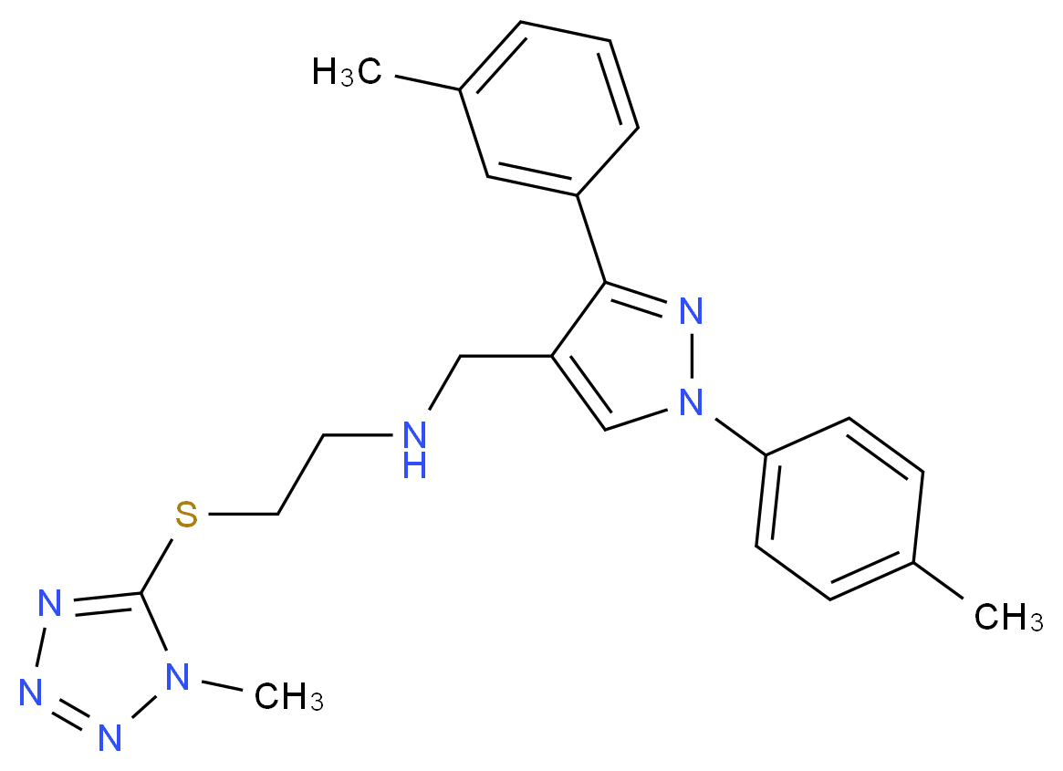 N-{[3-(3-methylphenyl)-1-(4-methylphenyl)-1H-pyrazol-4-yl]methyl}-2-[(1-methyl-1H-tetrazol-5-yl)thio]ethanamine_Molecular_structure_CAS_)