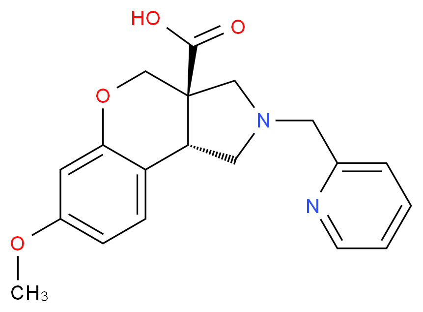 (3aR*,9bR*)-7-methoxy-2-(pyridin-2-ylmethyl)-1,2,3,9b-tetrahydrochromeno[3,4-c]pyrrole-3a(4H)-carboxylic acid_Molecular_structure_CAS_)