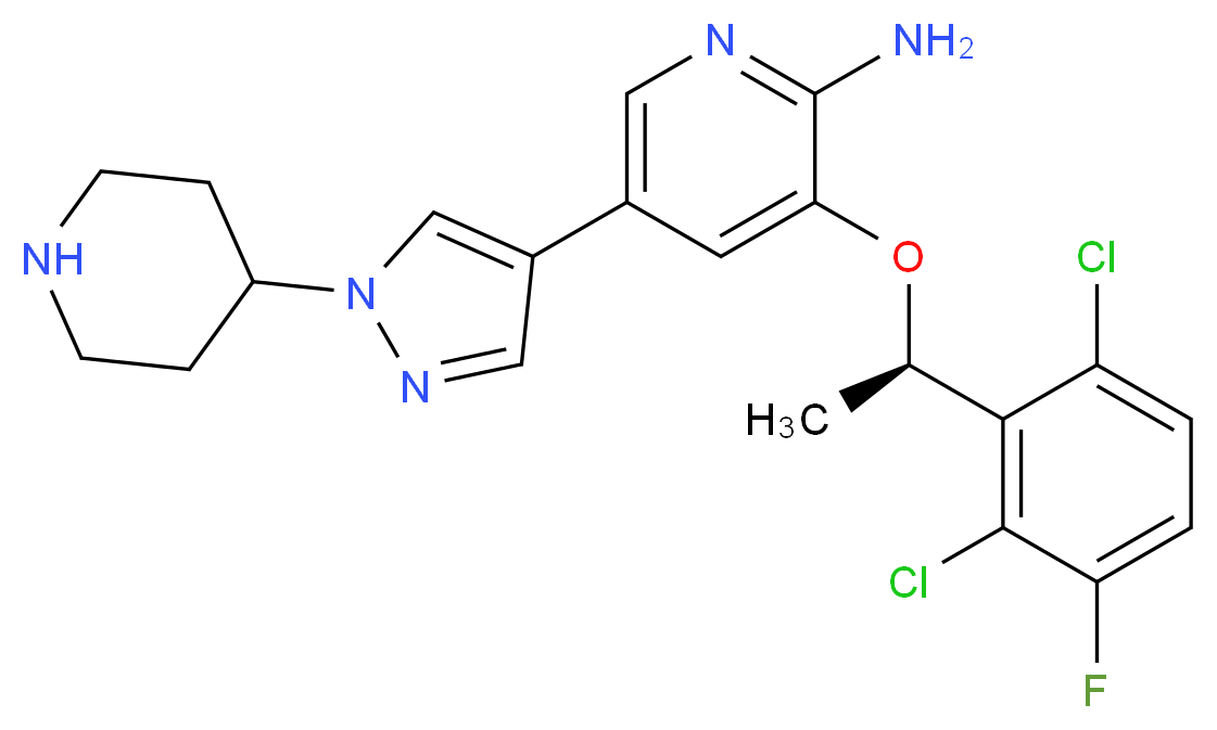 3-[(1R)-1-(2,6-dichloro-3-fluorophenyl)ethoxy]-5-(1-piperidin-4-yl-1H-pyrazol-4-yl)pyridin-2-amine_Molecular_structure_CAS_)