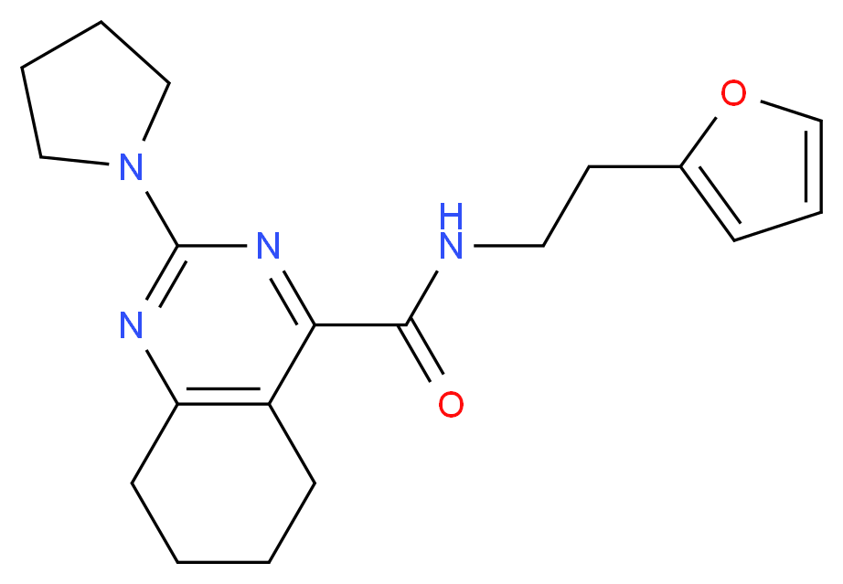N-[2-(2-furyl)ethyl]-2-(1-pyrrolidinyl)-5,6,7,8-tetrahydro-4-quinazolinecarboxamide_Molecular_structure_CAS_)
