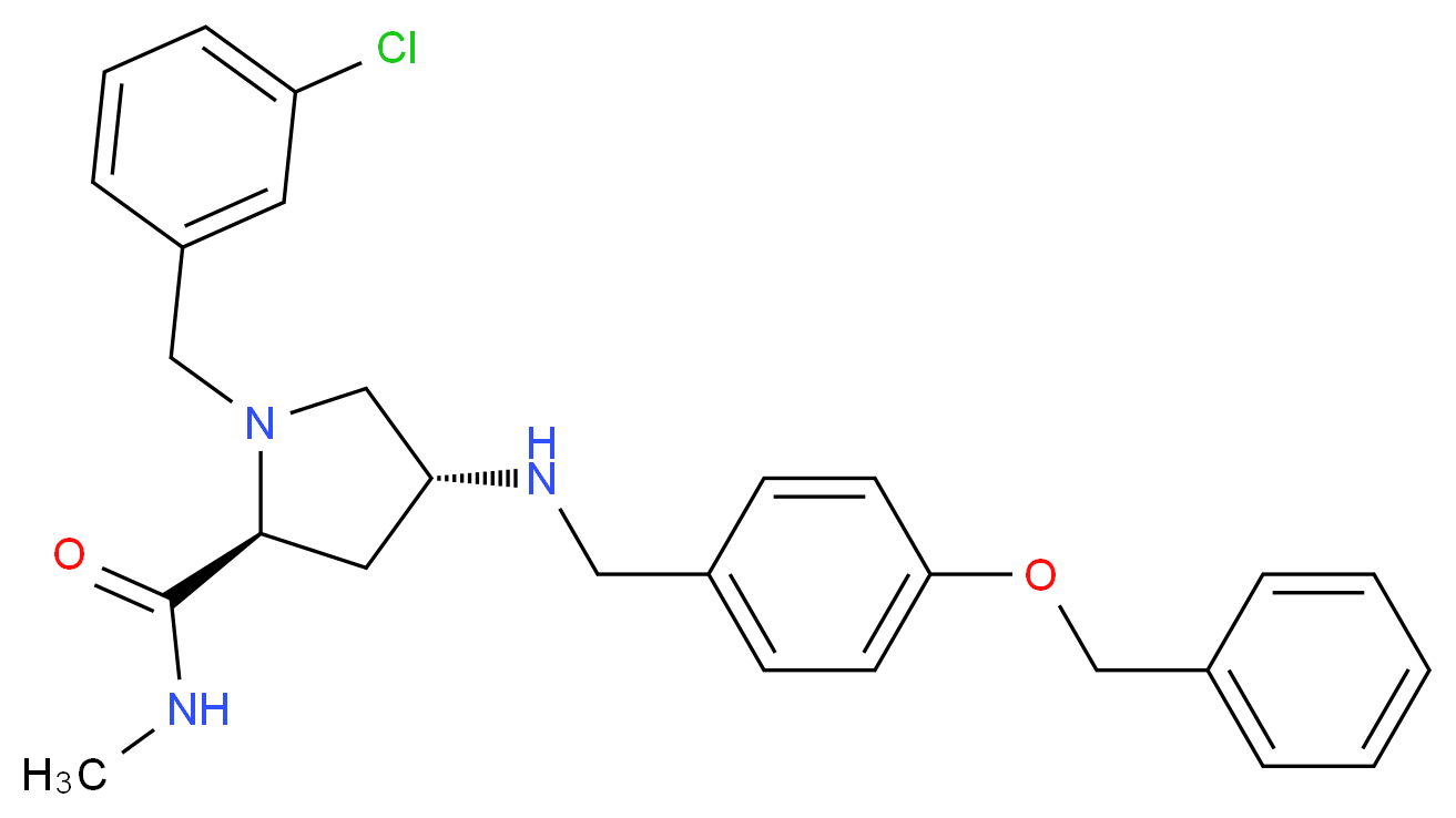(4R)-4-{[4-(benzyloxy)benzyl]amino}-1-(3-chlorobenzyl)-N-methyl-L-prolinamide_Molecular_structure_CAS_)