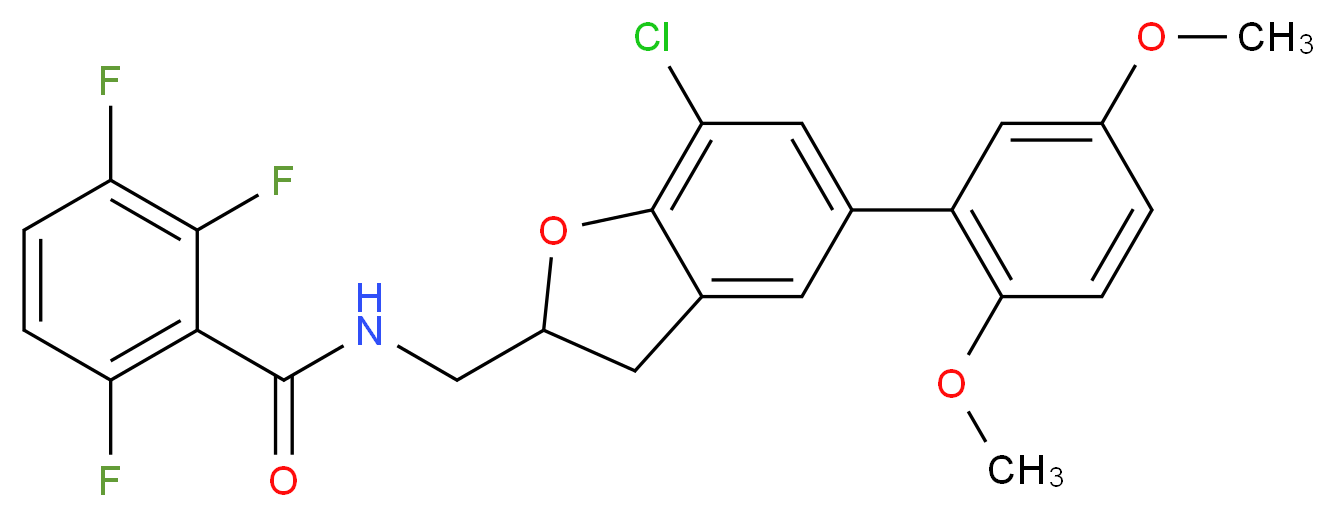 N-{[7-chloro-5-(2,5-dimethoxyphenyl)-2,3-dihydro-1-benzofuran-2-yl]methyl}-2,3,6-trifluorobenzamide_Molecular_structure_CAS_)