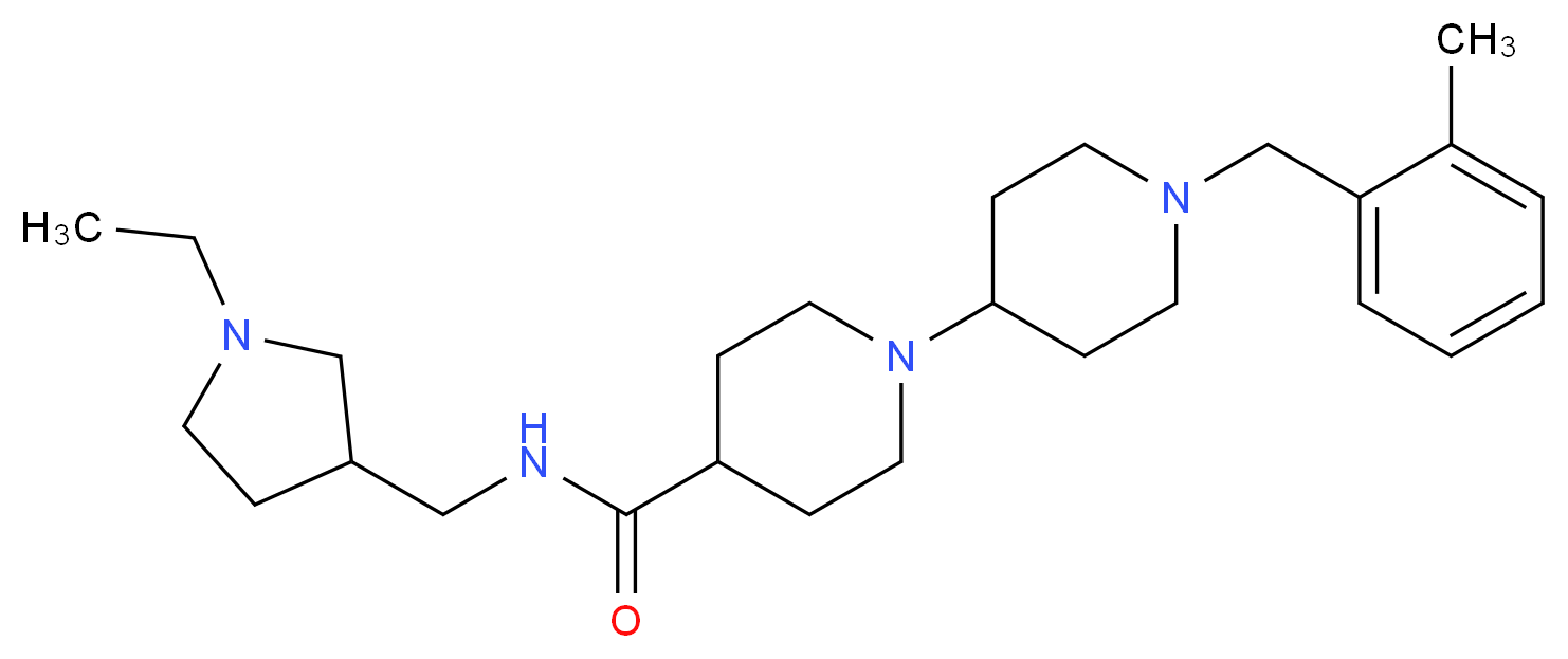 N-[(1-ethyl-3-pyrrolidinyl)methyl]-1'-(2-methylbenzyl)-1,4'-bipiperidine-4-carboxamide_Molecular_structure_CAS_)