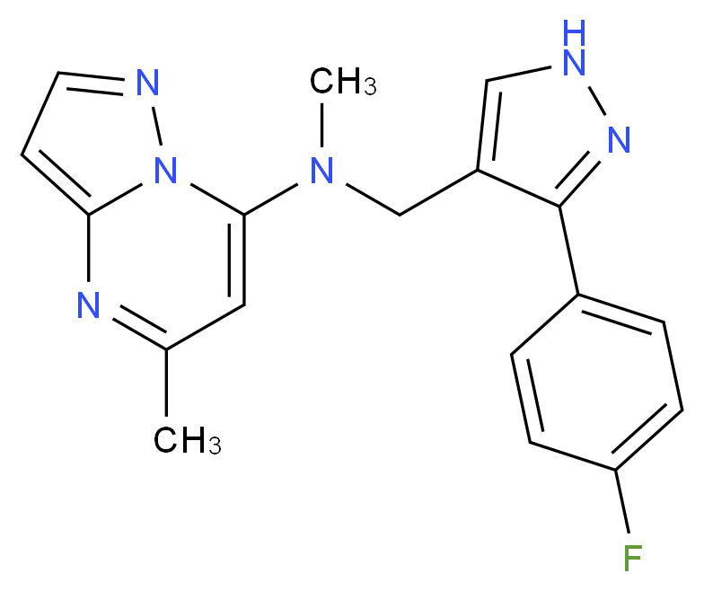 N-{[3-(4-fluorophenyl)-1H-pyrazol-4-yl]methyl}-N,5-dimethylpyrazolo[1,5-a]pyrimidin-7-amine_Molecular_structure_CAS_)