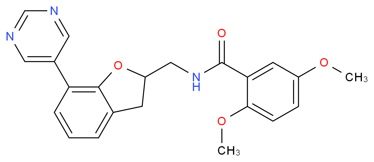 2,5-dimethoxy-N-{[7-(5-pyrimidinyl)-2,3-dihydro-1-benzofuran-2-yl]methyl}benzamide_Molecular_structure_CAS_)