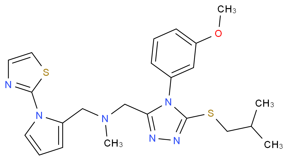 1-[5-(isobutylthio)-4-(3-methoxyphenyl)-4H-1,2,4-triazol-3-yl]-N-methyl-N-{[1-(1,3-thiazol-2-yl)-1H-pyrrol-2-yl]methyl}methanamine_Molecular_structure_CAS_)