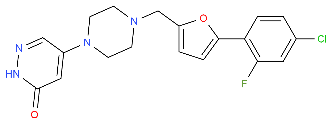 5-(4-{[5-(4-chloro-2-fluorophenyl)-2-furyl]methyl}piperazin-1-yl)pyridazin-3(2H)-one_Molecular_structure_CAS_)
