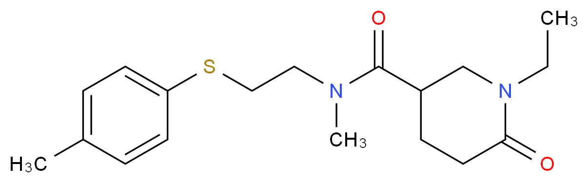 1-ethyl-N-methyl-N-{2-[(4-methylphenyl)thio]ethyl}-6-oxo-3-piperidinecarboxamide_Molecular_structure_CAS_)