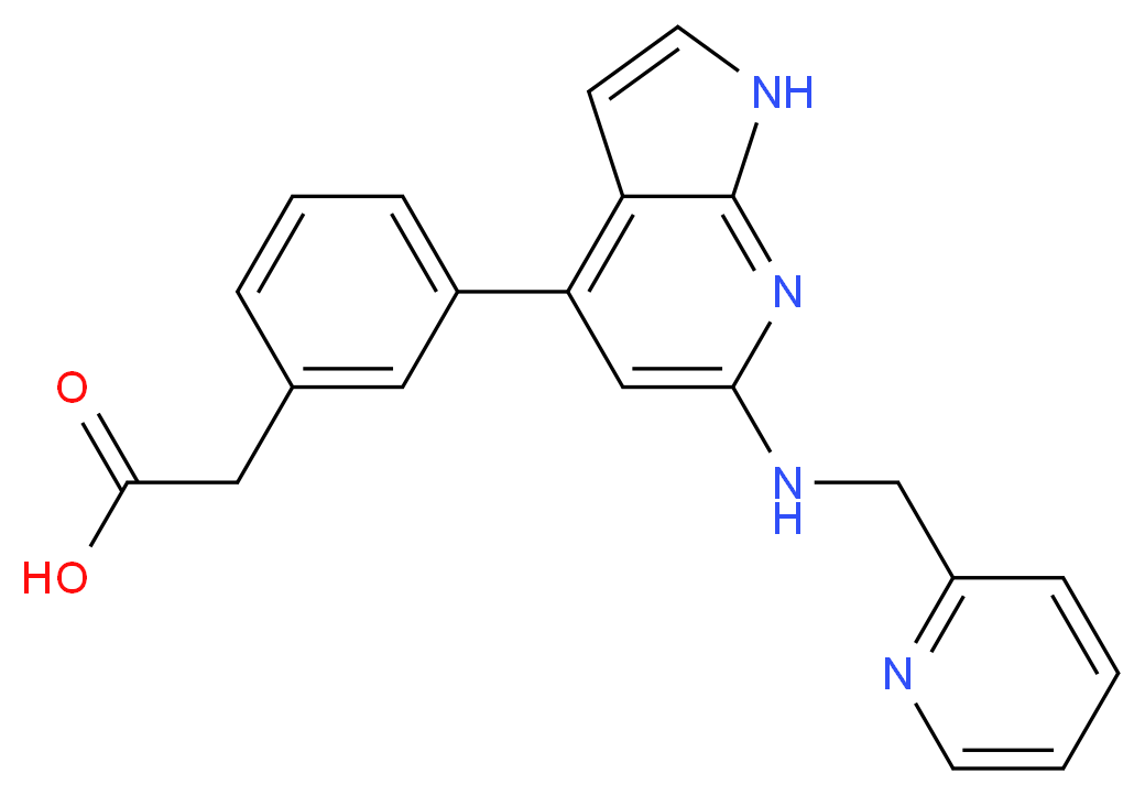 (3-{6-[(pyridin-2-ylmethyl)amino]-1H-pyrrolo[2,3-b]pyridin-4-yl}phenyl)acetic acid_Molecular_structure_CAS_)