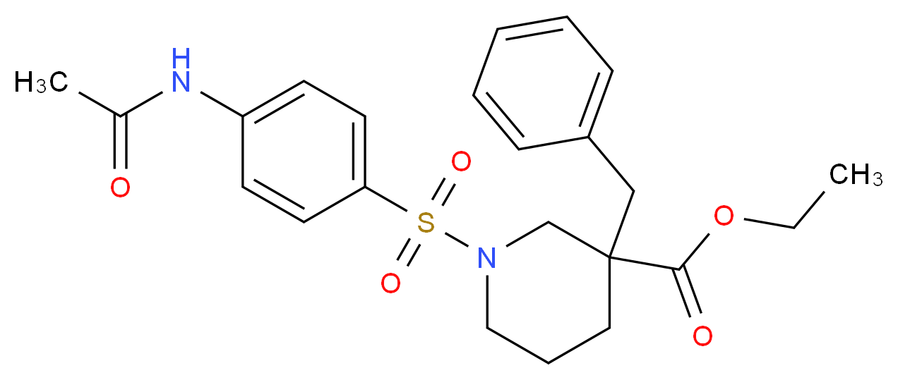 ethyl 1-{[4-(acetylamino)phenyl]sulfonyl}-3-benzyl-3-piperidinecarboxylate_Molecular_structure_CAS_)