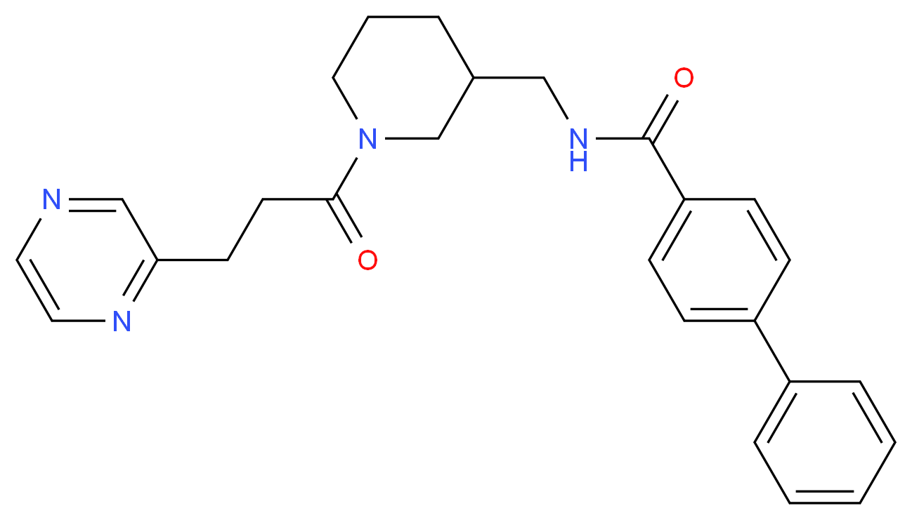 N-({1-[3-(2-pyrazinyl)propanoyl]-3-piperidinyl}methyl)-4-biphenylcarboxamide_Molecular_structure_CAS_)