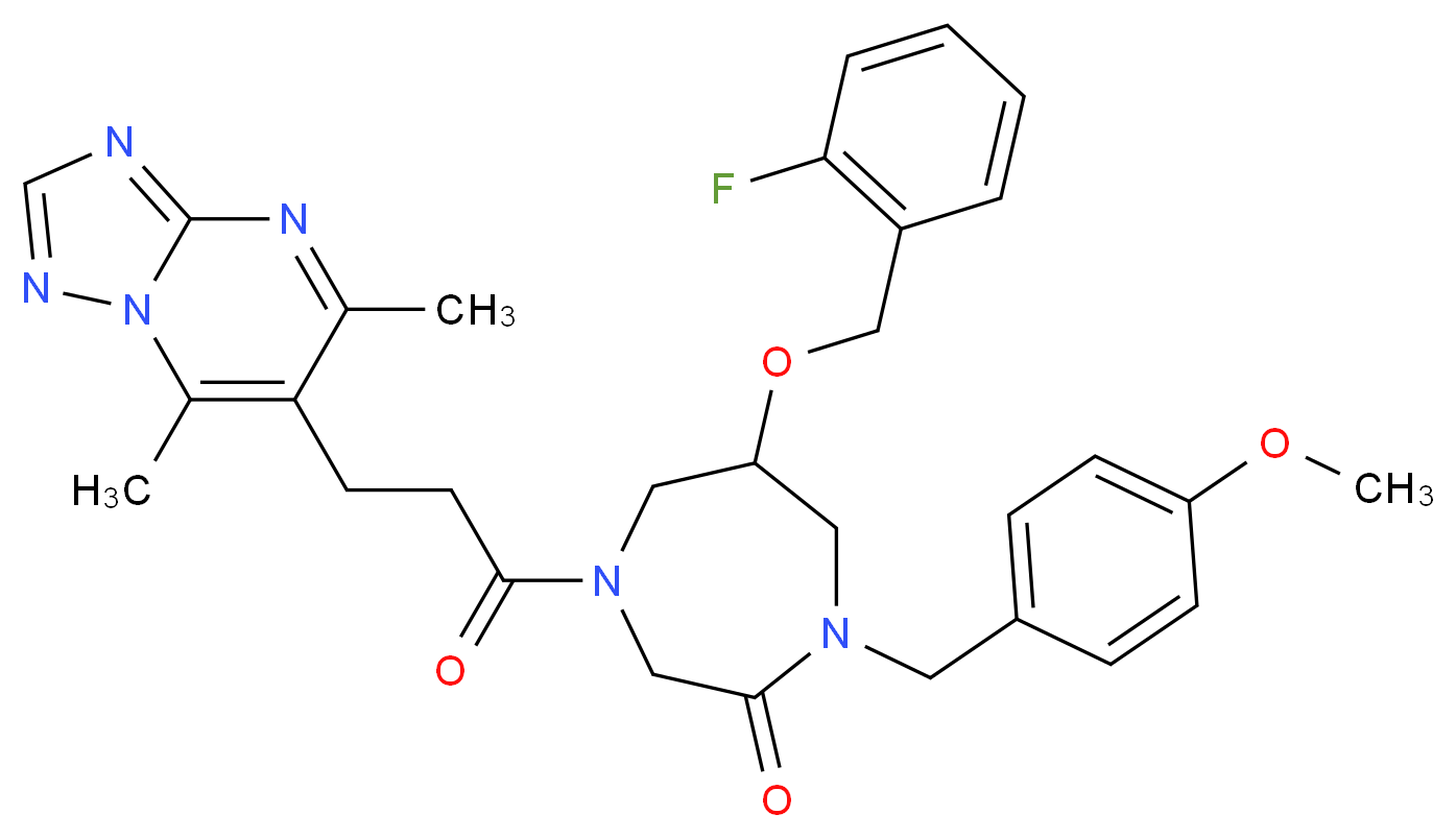 4-[3-(5,7-dimethyl[1,2,4]triazolo[1,5-a]pyrimidin-6-yl)propanoyl]-6-[(2-fluorobenzyl)oxy]-1-(4-methoxybenzyl)-1,4-diazepan-2-one_Molecular_structure_CAS_)